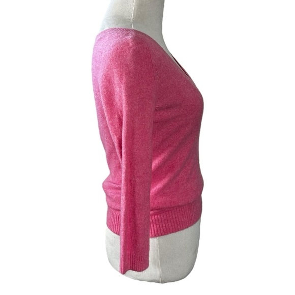 J. Crew 100% Cashmere Pink V Neck Sweater Elbow Sleeves Size XS Spring Summer - Picture 2 of 6